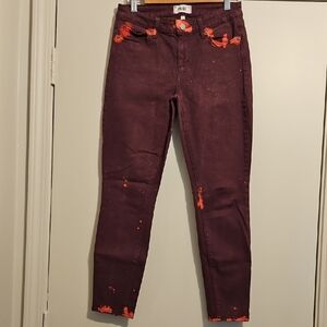 PAIGE Women's Jeans in Purple with Orange Accents
